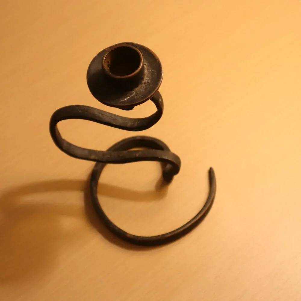 Hand-Forged Black Spiral Metal Candle Holder